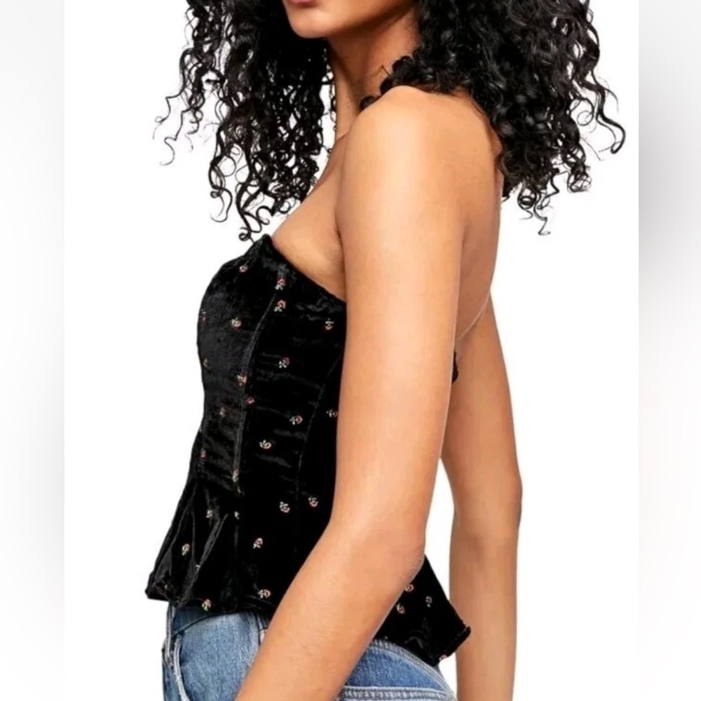 Free People Rosie Velvet Embroidered Bustier Top - Picture 5 of 13